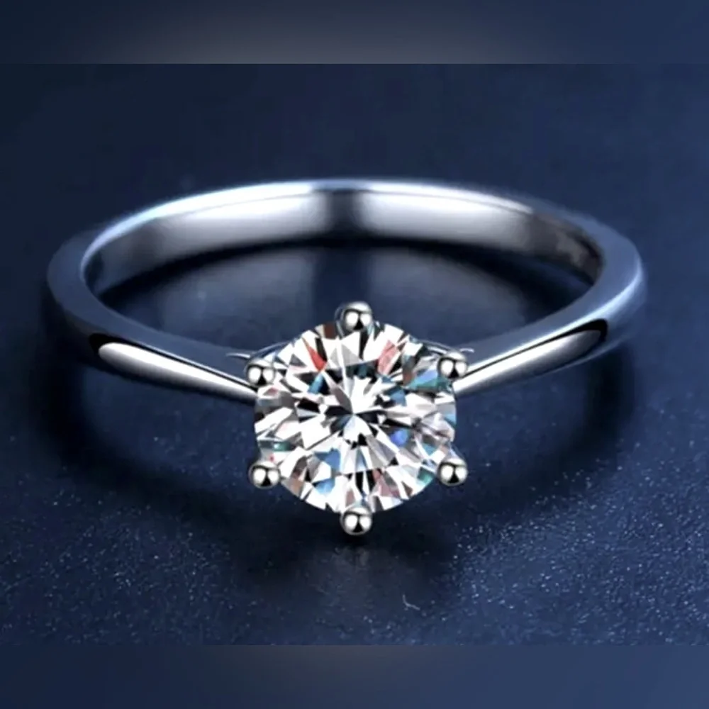 Certified 2.0 ct. t.w. Moissanite Diamond Solitaire 925 Sterling Silver Size 7